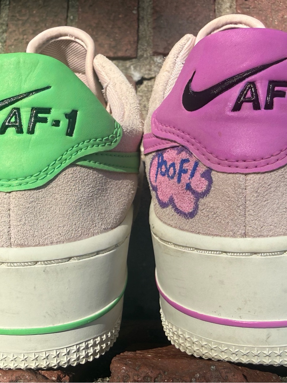 Hand painted - Nike - Fairly Oddparents Pink Suede AF-1 Sneakers - Picture 5 of 12